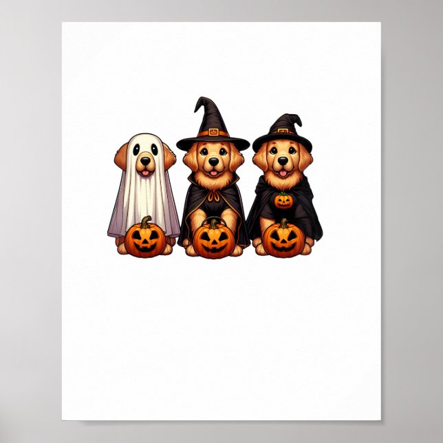 Poster Ouro Retriever Ghost Halloween Trick Ou Tratar Do (Frente)