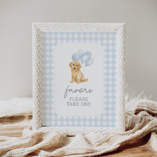 Poster Ouro Retriever Gingham Chá de fraldas Favoritos Si