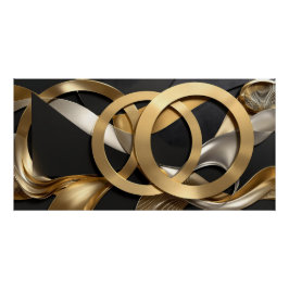 Pôster Ouro Rings Abstrato - Design moderno de luxo