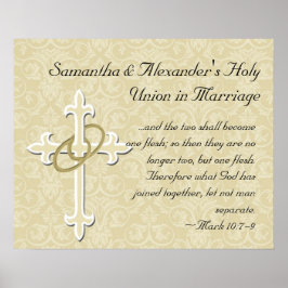 Poster Ouro Rings com Cruz, Elegante Amor Cristão