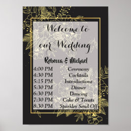 Poster Ouro Rosa Casamento Ordem dos Eventos P