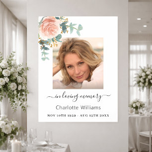 Poster Ouro rosa floral foto memorial funeral