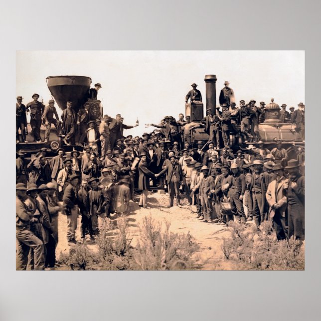 Pôster Ouro Spike Transcontinental Railroad 1869 (Frente)