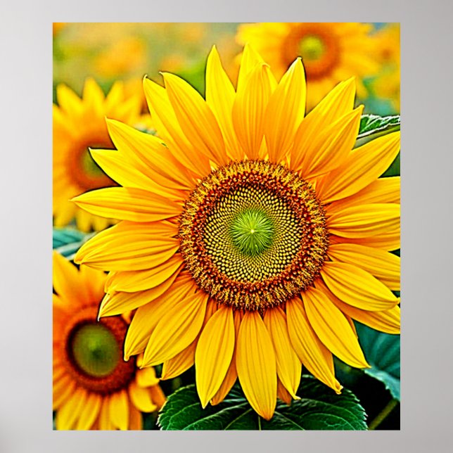 Poster Ouro Sunflower Field Serenity Design (Frente)