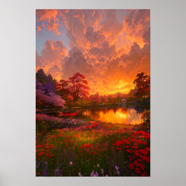 Poster Ouro Sunset Lake (Frente)