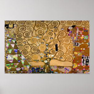 Poster Ouro Swirling Tree of Life Art Deco Simbólico