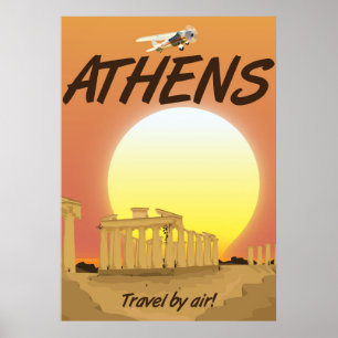 Poster Ouro "Viagem por ar" de Atenas Sunset
