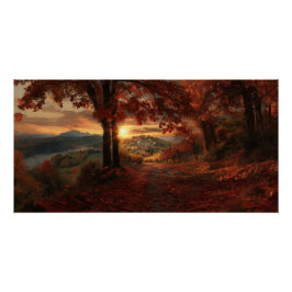 Pôster Ouro Vineyard Path - Piemonte Landscape Poster
