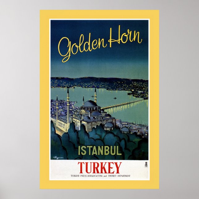 Poster Ouro Vintage Horn Istambul Turquia viagem (Frente)