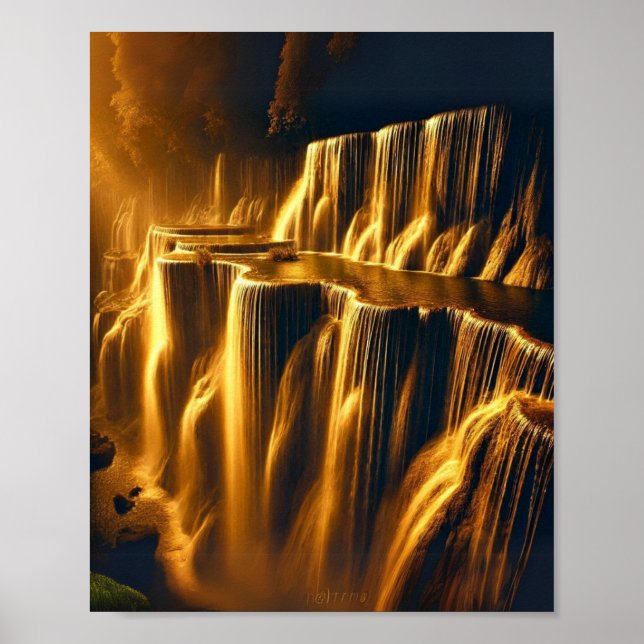 Poster Ouro Waterfall Abstrato Wall Art (Frente)