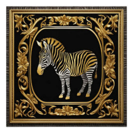 Pôster Ouro zebra e quadro decorativo negro