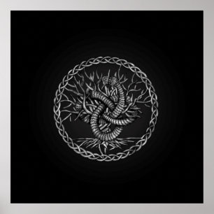Poster Ouroboros Celtic Knot with Tree of Life