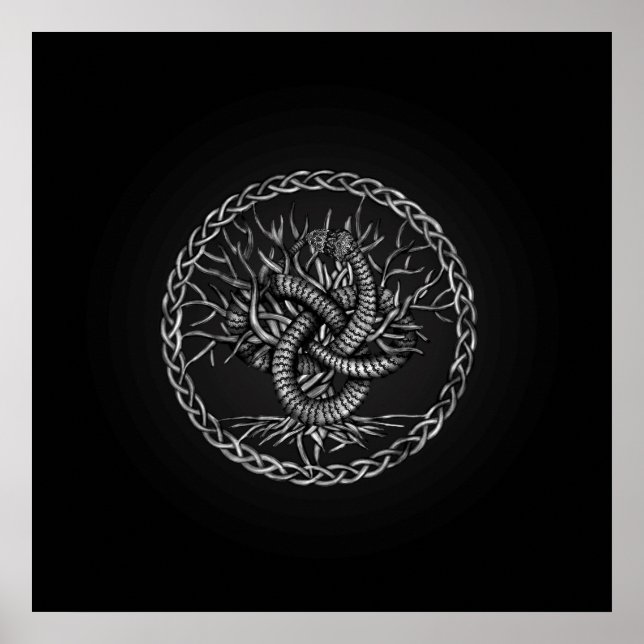 Poster Ouroboros Celtic Knot with Tree of Life (Frente)