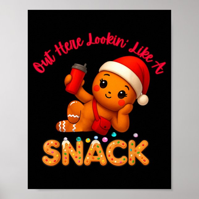 Poster Out Here Looking Like A Snack Funny Xmas Light Gin (Frente)