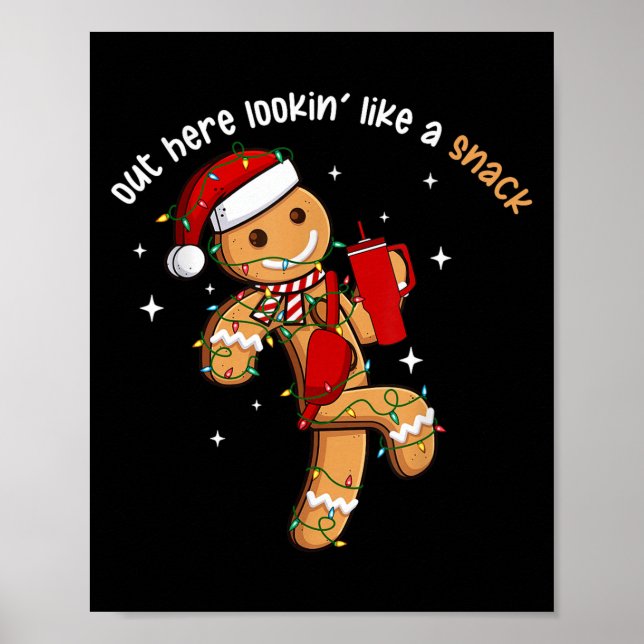 Poster Out Here Looking Like A Snack Funny Xmas Light Gin (Frente)