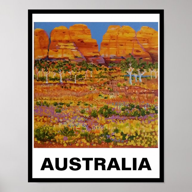 Poster Outback australiano com gumareiras e flores silves (Frente)