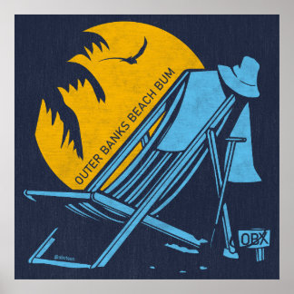Poster Outdoor Beach Bum OBX Sky Blue Vintage