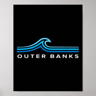 Poster Outer Banks Nc Ondas Vintage Homens Mulheres Menin