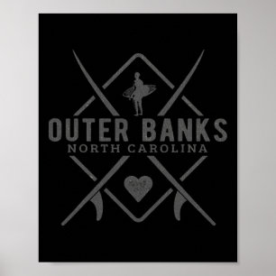 Poster Outer Nks Carolina do Norte Surf Souvenir Outer Nk