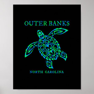 Poster Outer Nks Carolina do Norte Tartaruga Marinha Obx