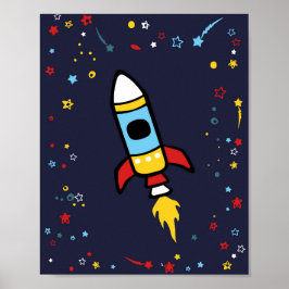 Poster Outer Space decor, Rocket print 8x10