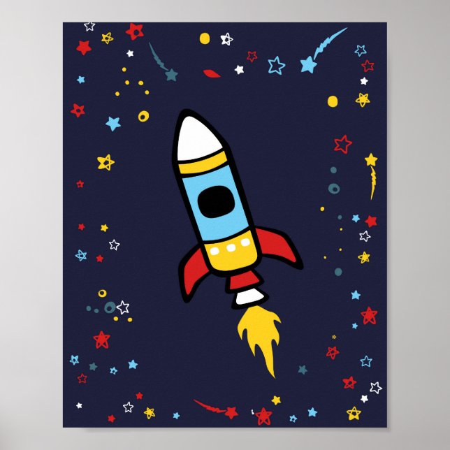 Poster Outer Space decor, Rocket print 8x10 (Frente)