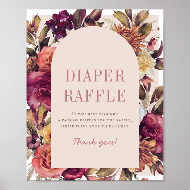 Poster Outono Arco da Fala Chá de fraldas Raffle (Frente)
