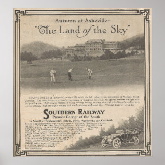 Poster Outono de 1913 no turismo de Asheville NC