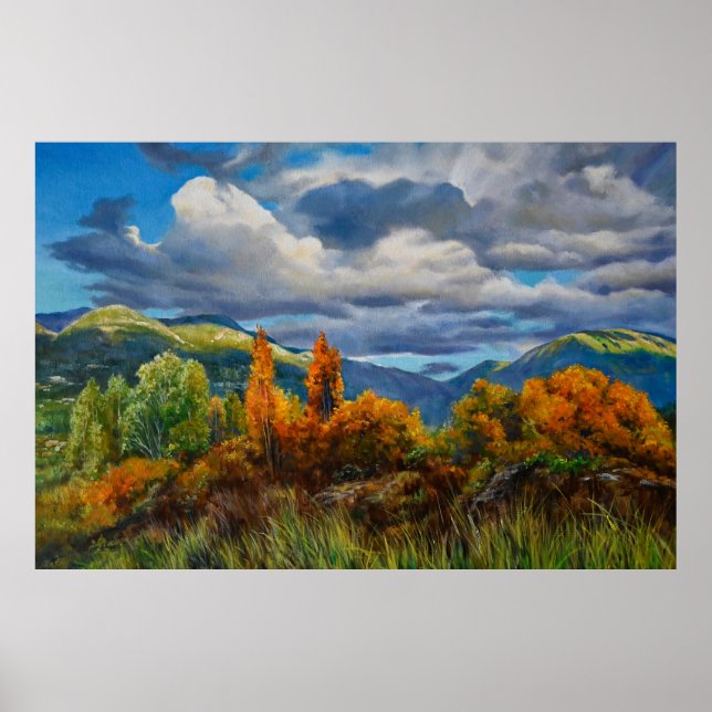 Poster Outono do ouro nas montanhas (Frente)