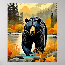 Poster Outono do Urso Negro Florestal