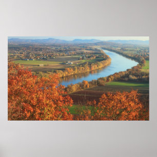 Poster outono do Vale do rio Monte Sugarloaf Connecticut