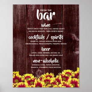 Poster Outono Girassóis sobre Bebidas de Casamento de Cer