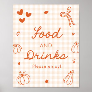Poster Outono Laranja Um Pouco Abóbora Comida e Bebidas S