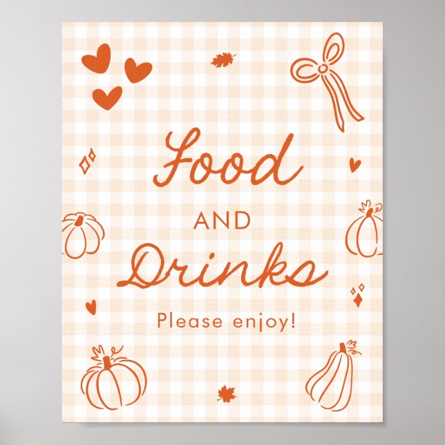 Poster Outono Laranja Um Pouco Abóbora Comida e Bebidas S (Frente)