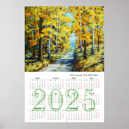 Poster Outono num dia ensolarado. Calendário de Arte Fina