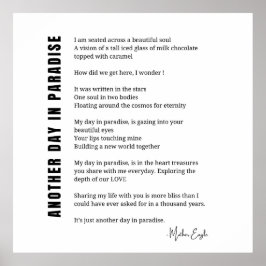 Poster Outro dia no paraíso poema arte em paredes brancas