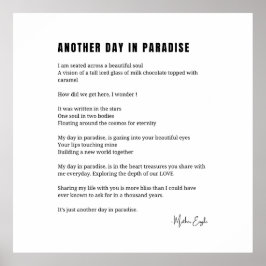 Poster Outro dia no paraíso poema arte em paredes brancas