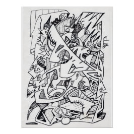 Pôster Outros planetas aqui, desenho de tinta Poster bril