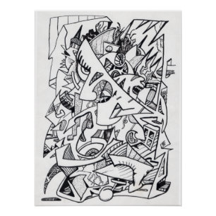 Pôster Outros planetas aqui, desenho de tinta Poster bril