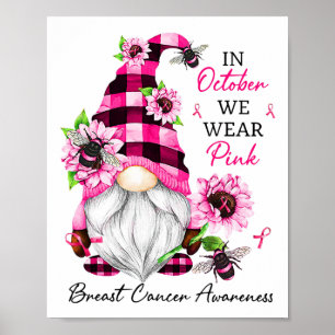 Poster Outubro Vestimos Consciência do Cancer Mama Gnomo