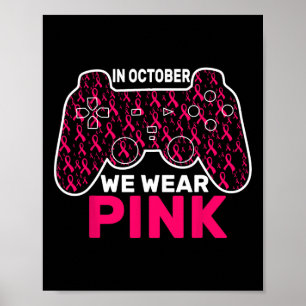 Poster Outubro Vestimos Crianças De Jogos De Cancer Rosa