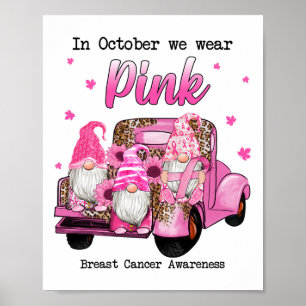 Poster Outubro Vestimos Gnomos Rosa Que Caminham Cancer D