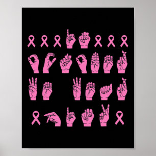Poster Outubro Vestimos Linguagem de Sinais Rosa Cancer d