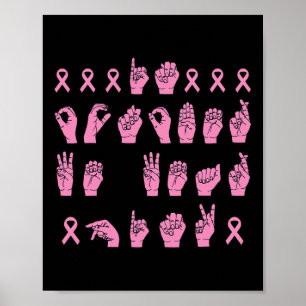 Poster Outubro Vestimos Linguagem de Sinais Rosa Cancer d