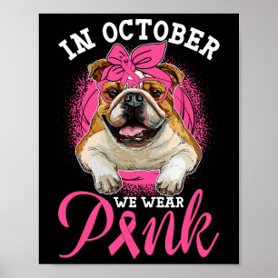 Poster Outubro Vestimos o Cachorro Inglês Cancer Rosa