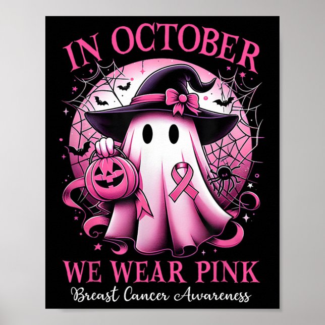 Poster Outubro Vestimos o Cancer de Mama das Bruxas Rosa (Frente)