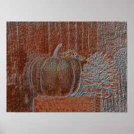 Poster Ouvido Pumpkin Laranja Silver Metálico Outono Eleg