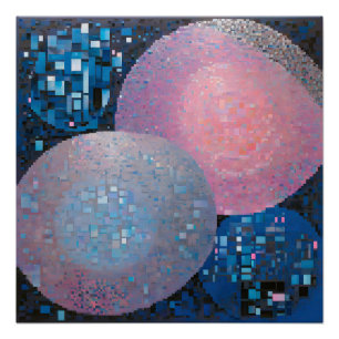 Pôster Ovalas opulentas: tons de azul e rosa em Abstrato