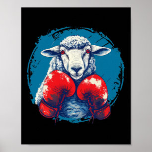 Poster Ovelha Boxer Com Luvas de Boxe Kickboxing Engraçad