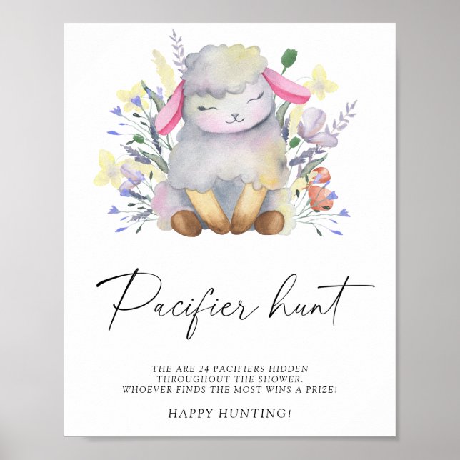 Poster Ovelha - caça ao pacificador jogo de baby shower (Frente)